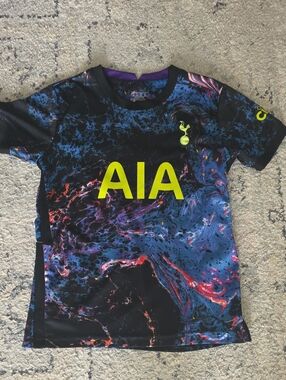 Tottenham Hotspur SON Neon AIA Marble Print Jersey - Black, Blue & Yellow
